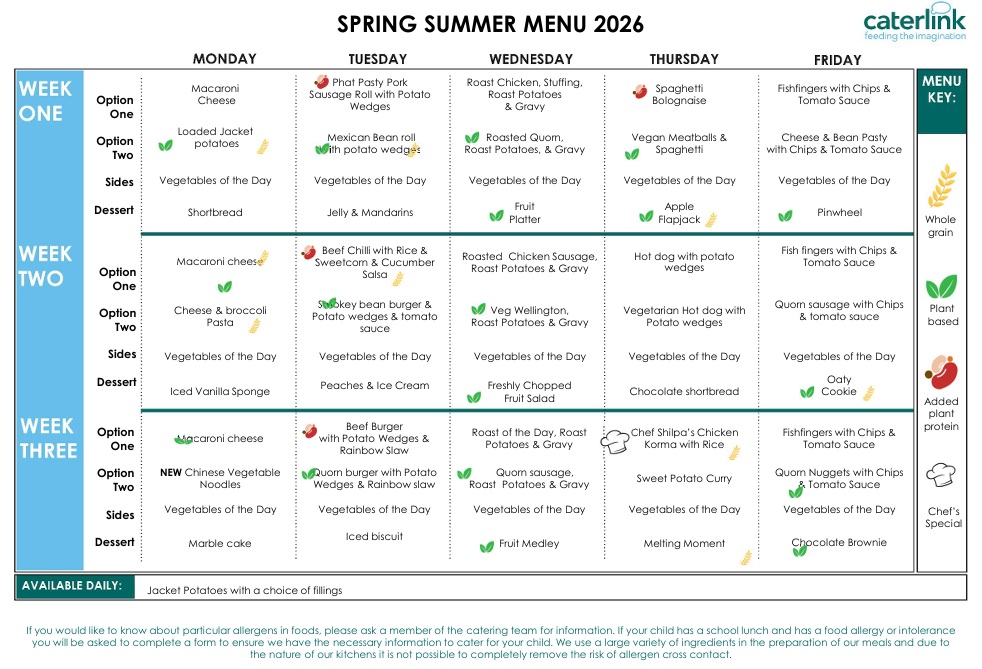 Summer 2026 Menu Summer 2026 Menu
